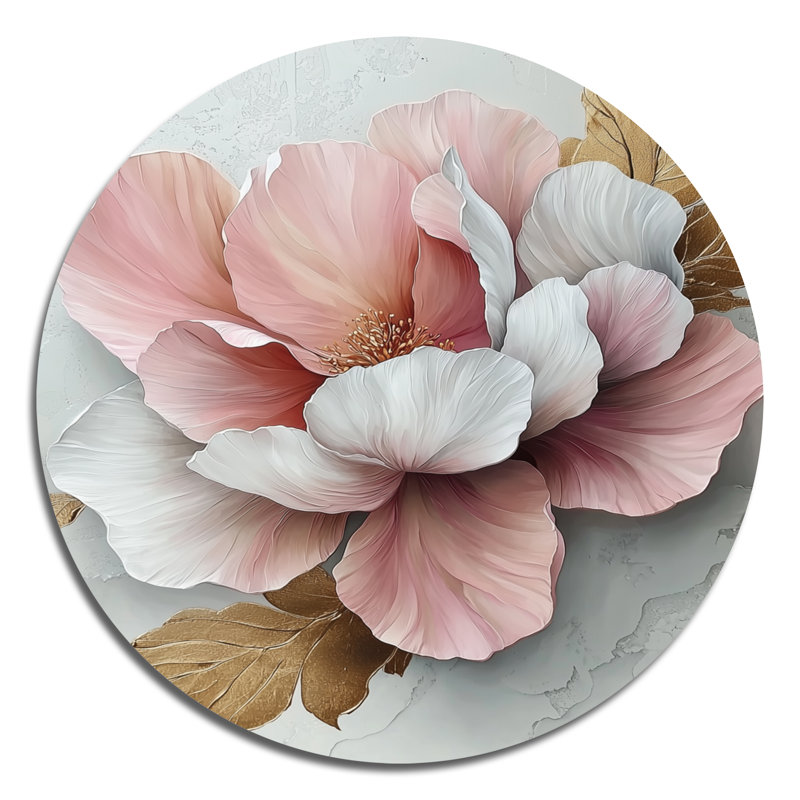Blanc et rose, pivoines élégantes II - reproduction d'art métallique traditionnelle rose, H 23 po x l 23 po