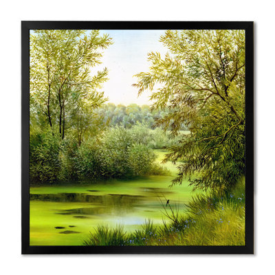 «Beautiful Summer River Through Trees Landscape», reproduction sur toile
