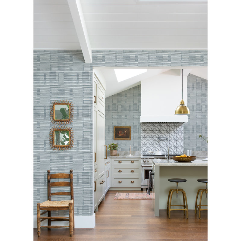 Striped Wallpaper Double Roll, Denim