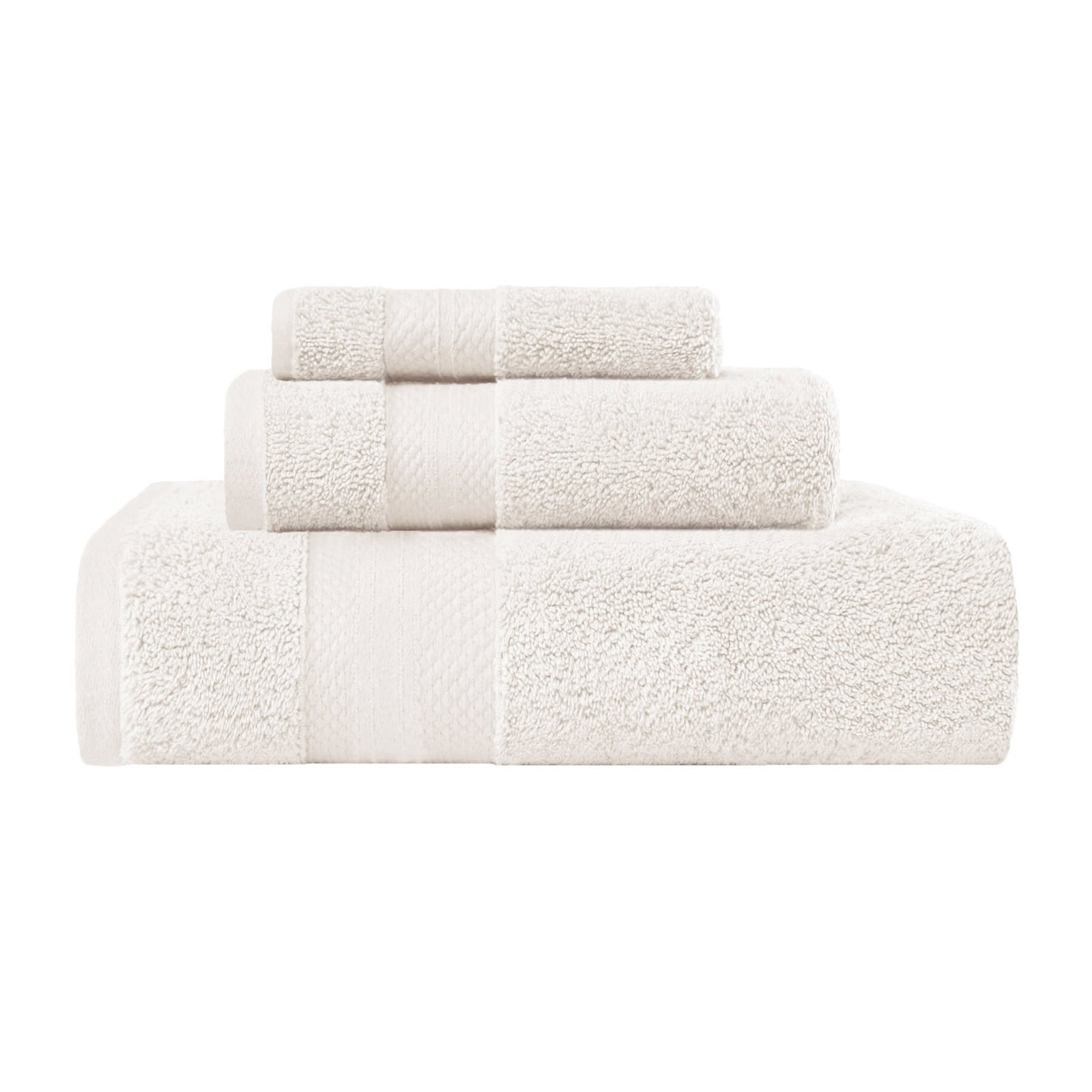 Finnian Turkish Cotton Bath Towel, Ivory, 3 Piece Towel Set