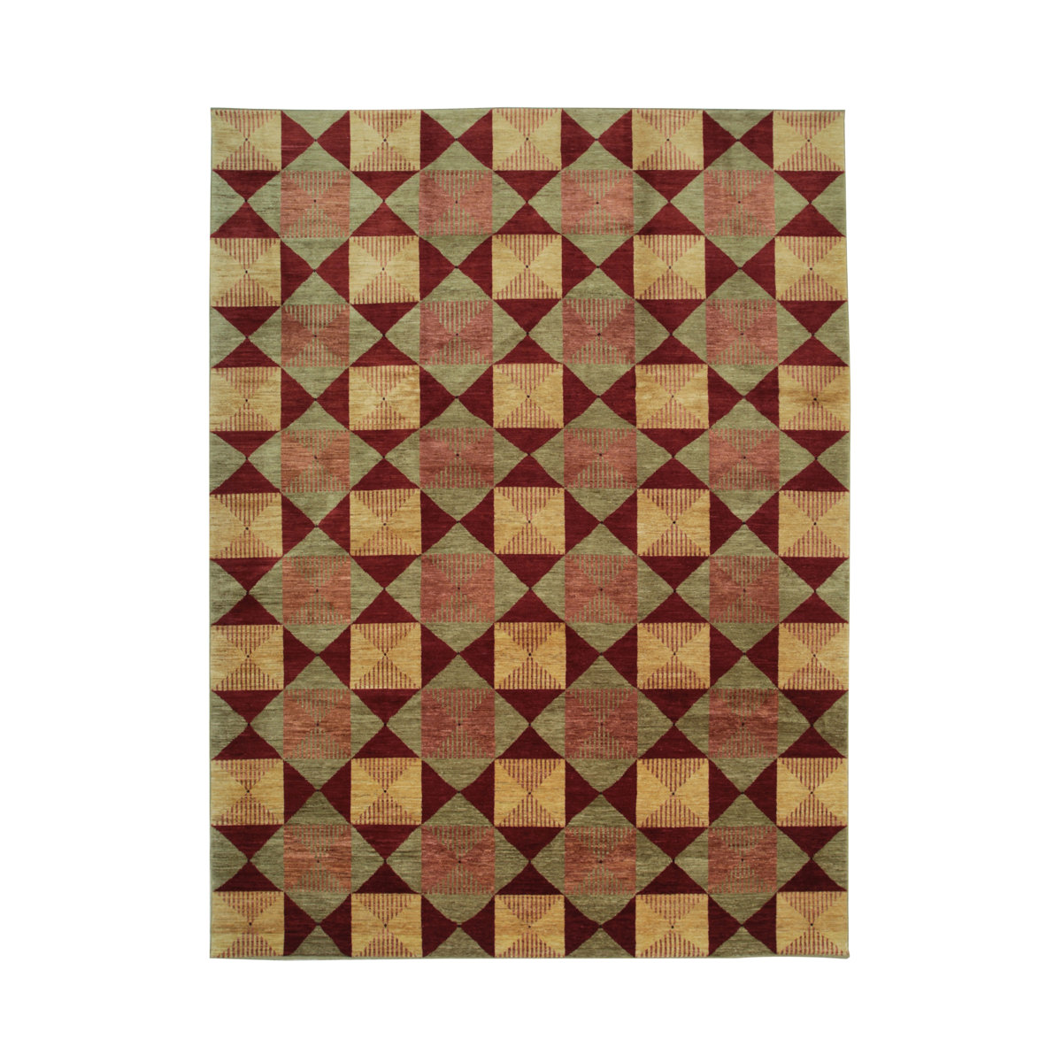 Sloane Diamond Red Hand Knotted Afghan Wool Rug