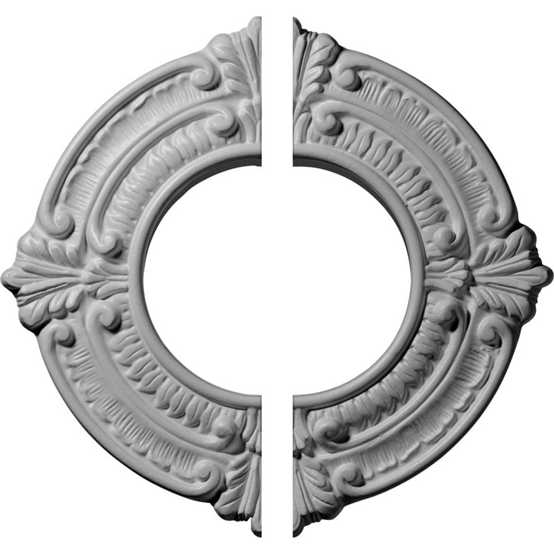 Endurathane Benson Ceiling Medallion, 9"OD x 4 1/8"ID x 5/8"P (Fits Canopies up to 4 1/8"), Two Piece, Factory Primed