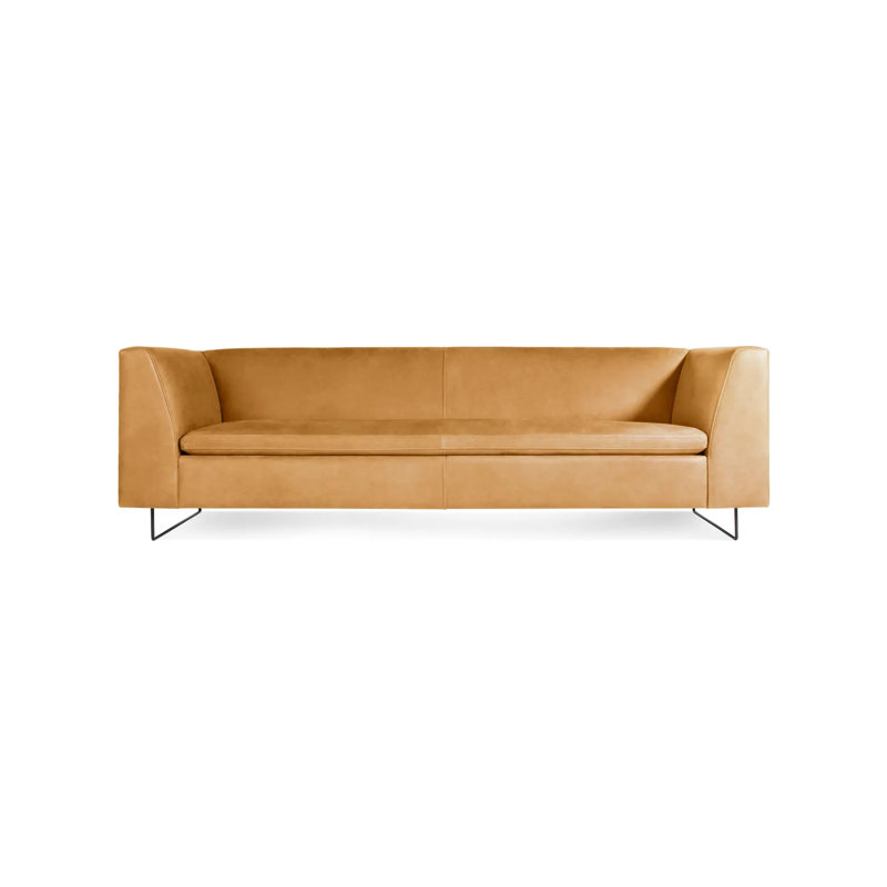 Canapé en cuir Bonnie, H 29 po x l 96 po x P 33 po, Cuir véritable chameau