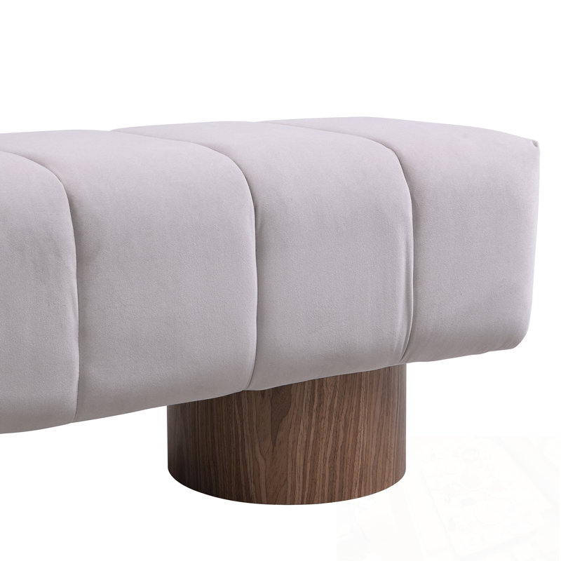 Upholstered Bench with sturdy legs, Light Gray