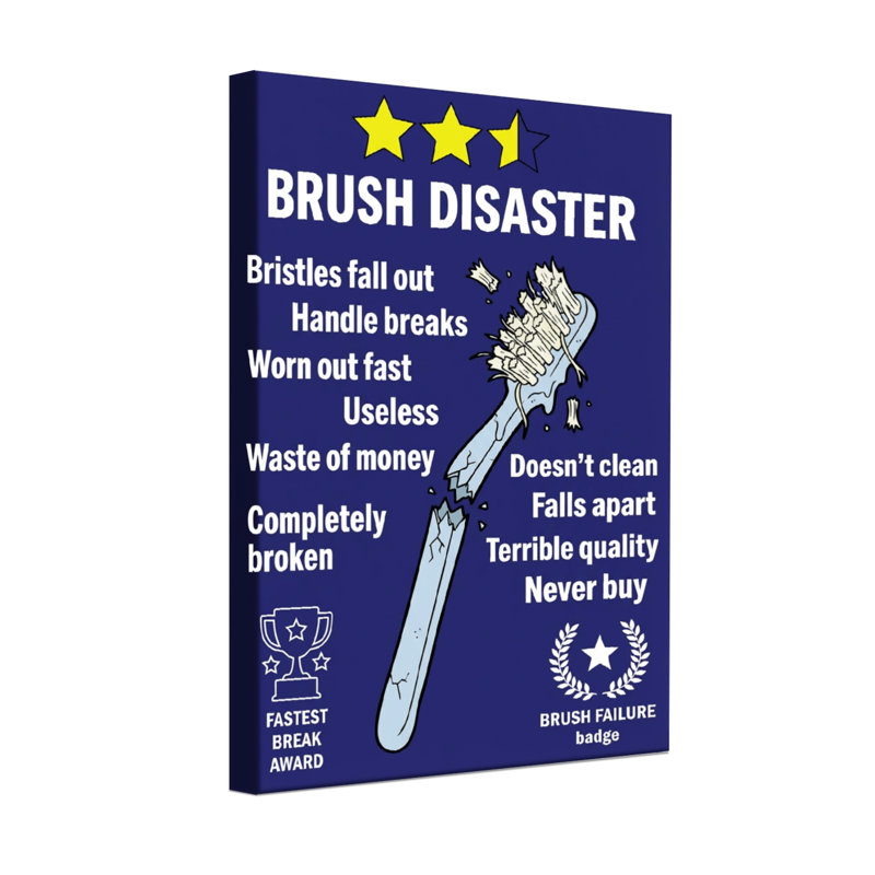 Revue de sinistres de brosse de bain et de lessive avec étoiles et brosse à dents, H 18 po x l 12 po