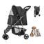 Poussette pliable à 3 roues pour petits chiens et chats, transporteur léger avec frein et panier de rangement