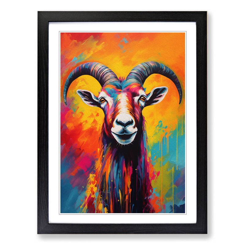 Goat Expressionism - Framed Print, Black, 46cm H x 34cm W x 2cm D