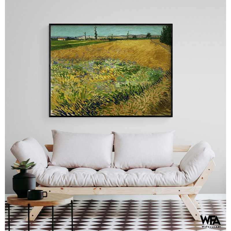 «Wheatfield» par Vincent Van Gogh, reproduction de peinture à l'huile de campagne, impression de champ de Van Gogh, art mural prairie, décor d'art rustique encadré, art mural maison de campagne