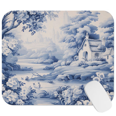 Landscape & Nature Toile de Juoy Style Pattern II French Country Gaming Cute Office Laptop Desk Pad Gift Mat Square Rectangle Non-Slip Mousepad