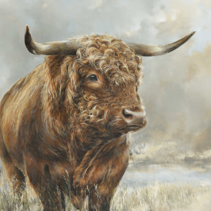 «Jorjeta Wild Filed Bull» par Dina Perejogina, reproduction sur toile tendue, H 20 po x l 20 po