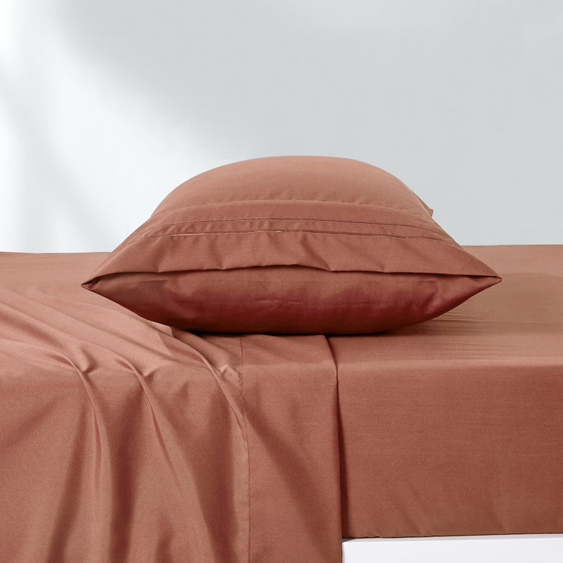 Ensemble de draps en microfibre Jcrown, Ensemble de draps très grand californien avec 2 t, Corail