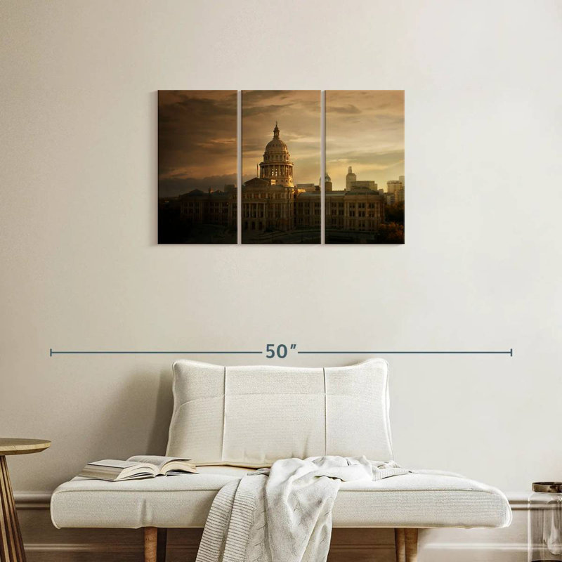 Coucher de soleil au Texas State Capitol, H 20 po x l 33 po