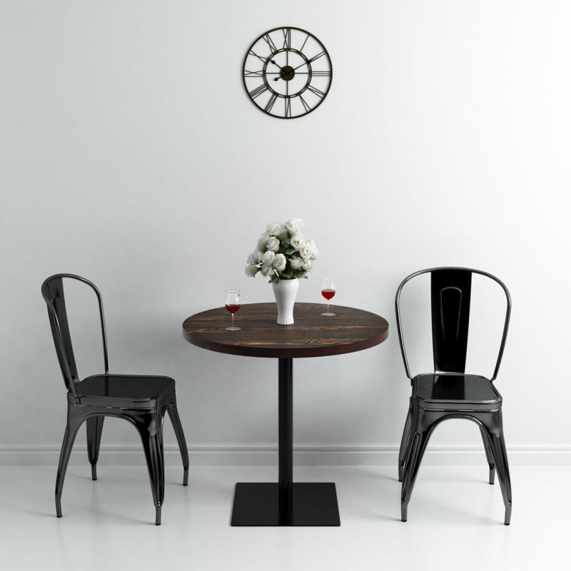 Vowell Round Metal Base Dining Table, Brown, 75 cm H x 80 cm W x 80 cm D