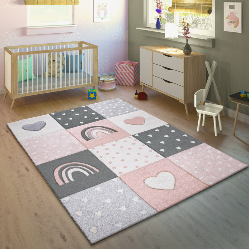 Clontarf Pink/Cream/Grey Rug, Rectangle 240 x 340cm