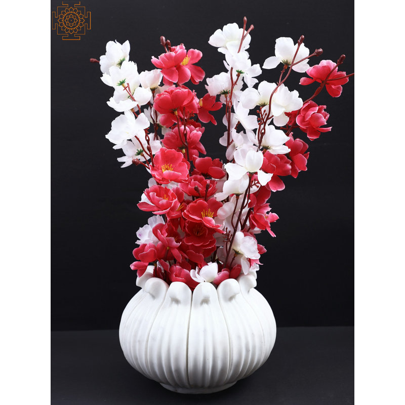 Vase en marbre blanc 7 "- Vase décoratif cannelé fabriqué à la main pour le salon ou la table