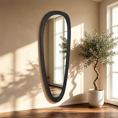 Asymmetrical Wood Framed Accent Wall Mirror