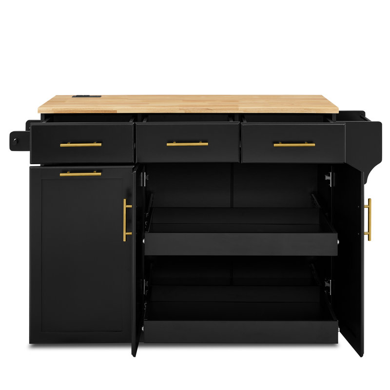 47.2 " W Kitchen Cart, Black