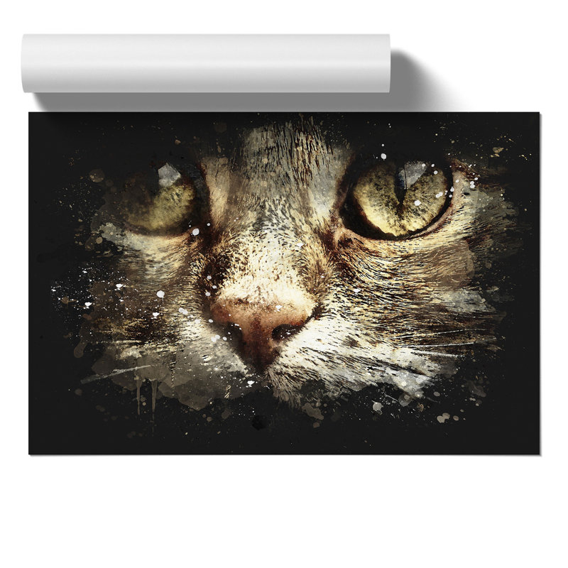 Portrait of a Cat Paint Splash - Frameless Print, 59cm H x 84cm W x 0.1cm D