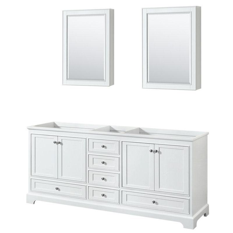 Deborah 79 " Double Bathroom Vanity Base, White/Polished Chrome