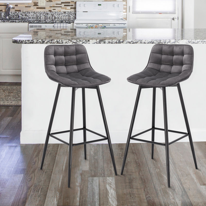 Heyman Upholstered Counter Stool, Dark Grey