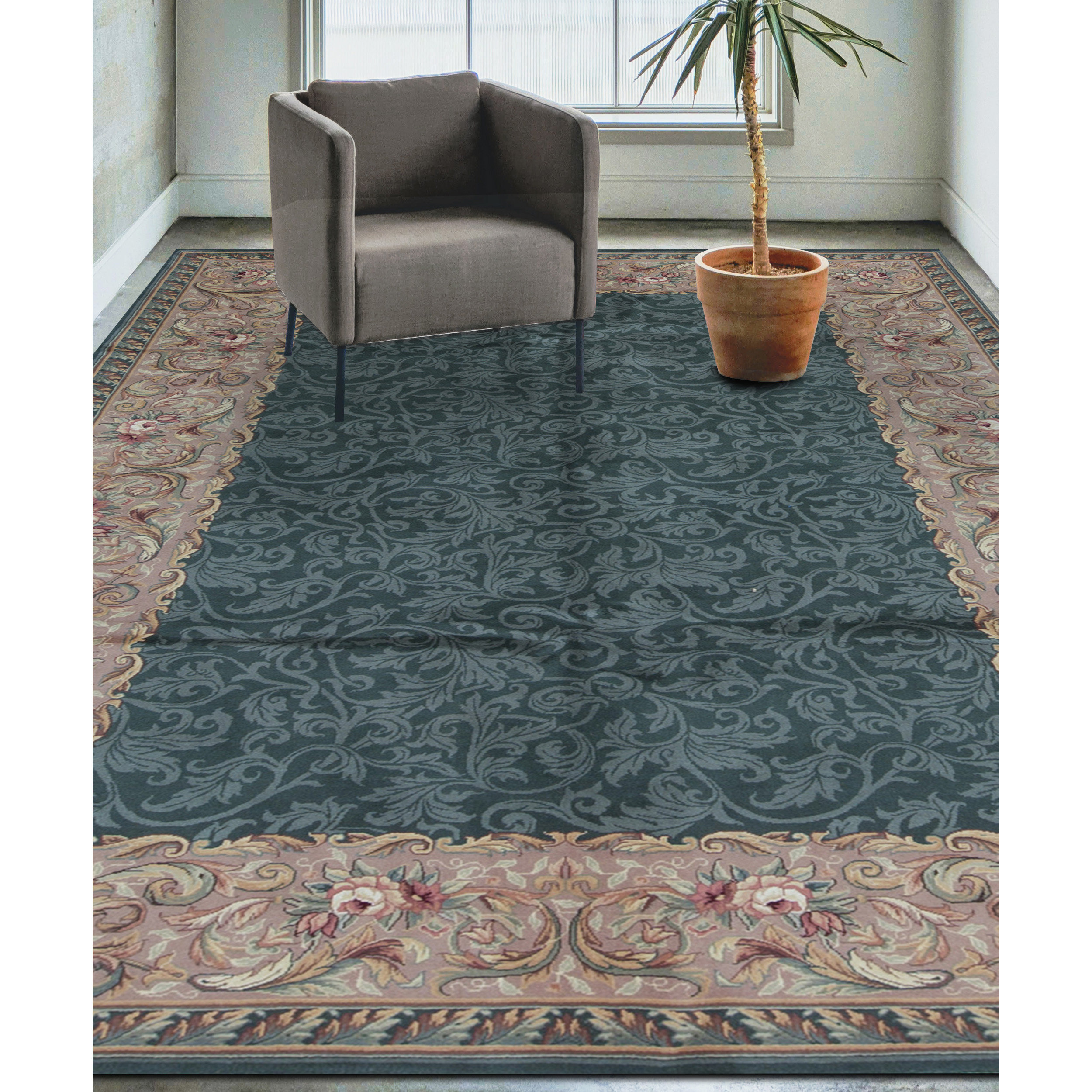 Bokara Rug Co., Inc. HandKnotted HighQuality Green and Cream Area Rug