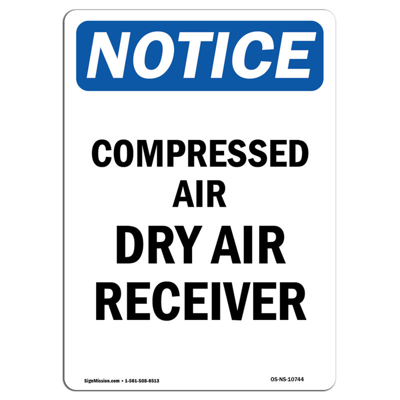 Avis de l'OSHA - Plaque de réception d'air comprimé