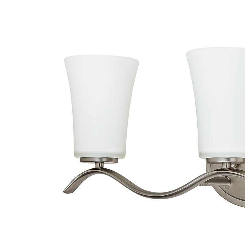 3-Light Bathroom Vanity Light with Glass Shade, Brush Nickel, 3-Light