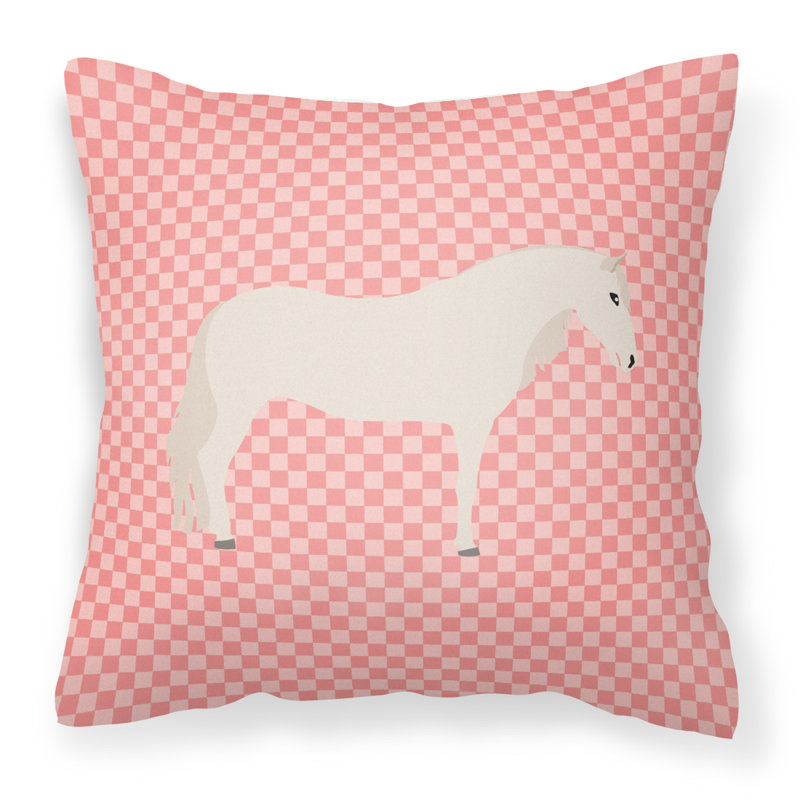 Paso Fino Horse Checkered Throw Pillow, Pink, 18" x 18"