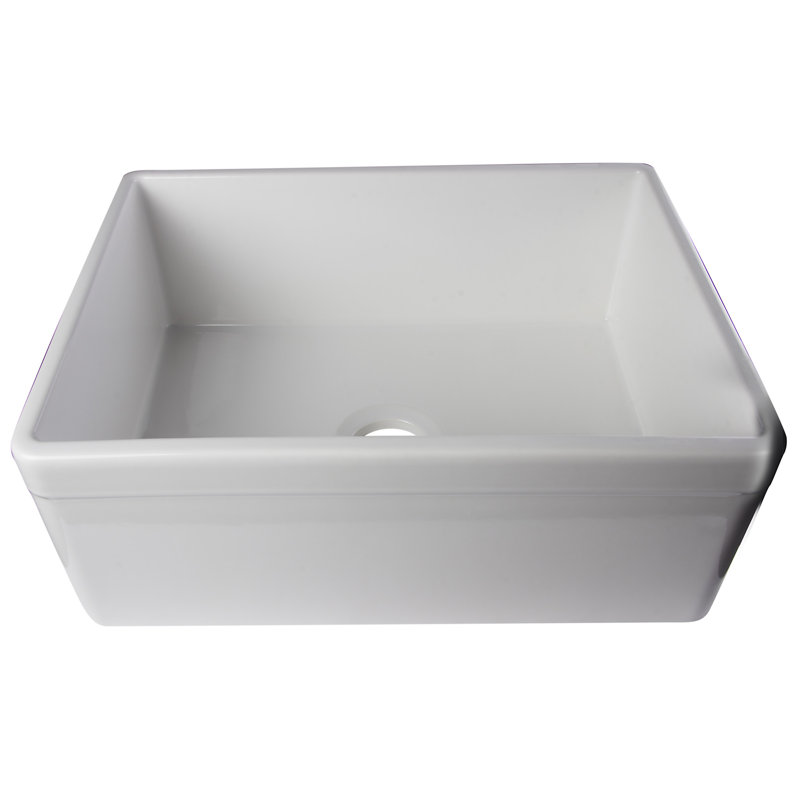 26'' L Single Bowl Fireclay Kitchen Sink, White