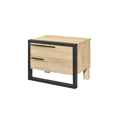 Larrabee Oak and Black 2-drawer Accent Table