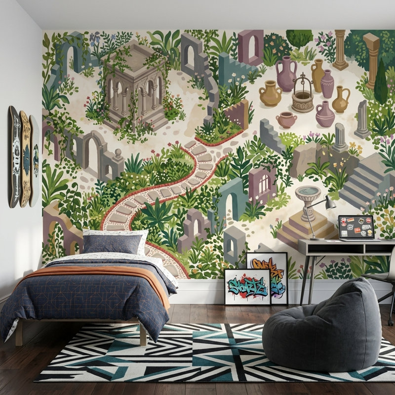 Décoration murale amovible de jardin Wall Wall, 120 po x 96 po, Peler et coller