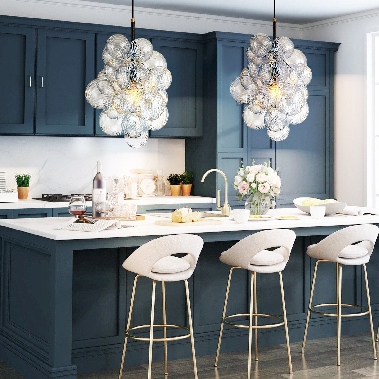 Newtown Single Light Ribbed Glass Dimmable Pendant