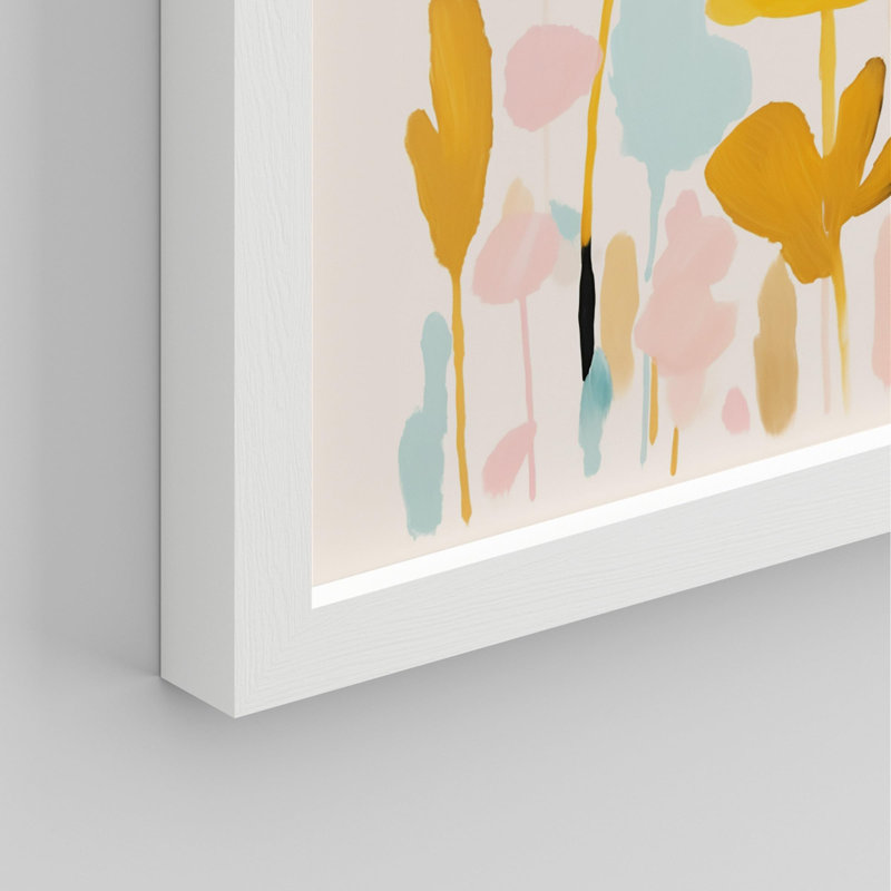 "Pastel Floral Impression Abstract Flower Illustration" sur papier, Blanc, H 14 po x l 11 po