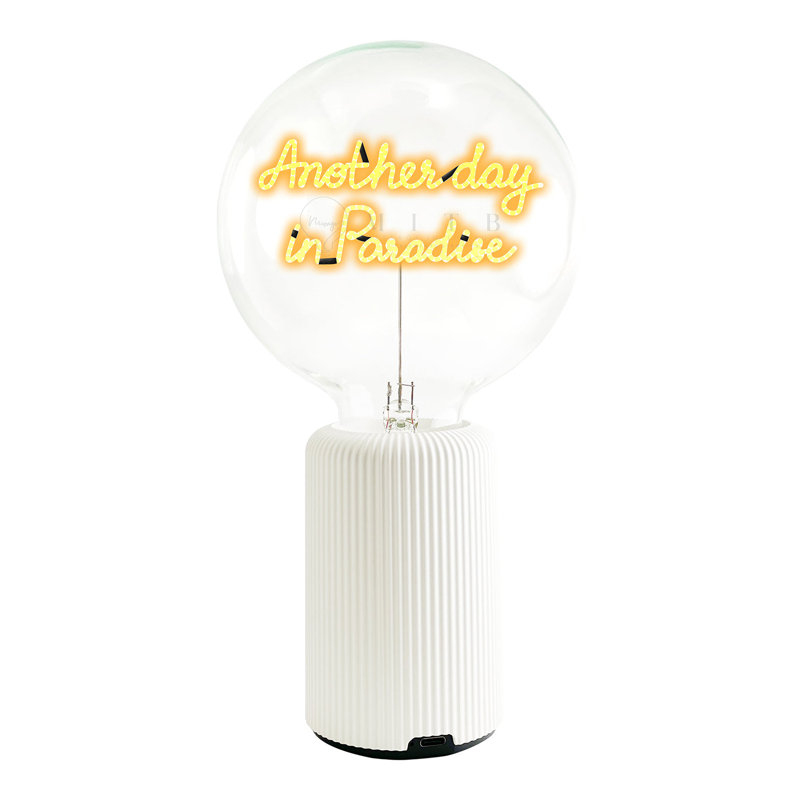 Ampoule «AUTRE JOUR AU PARADIS» Lampe de table ambre avec base PORTABLE Pop Nomad, Blanc