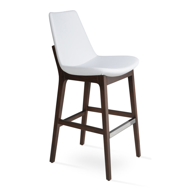 Eiffel Wood Counter & Bar Stool, Counter Stool (24" Seat Height), Walnut, Black Leatherette