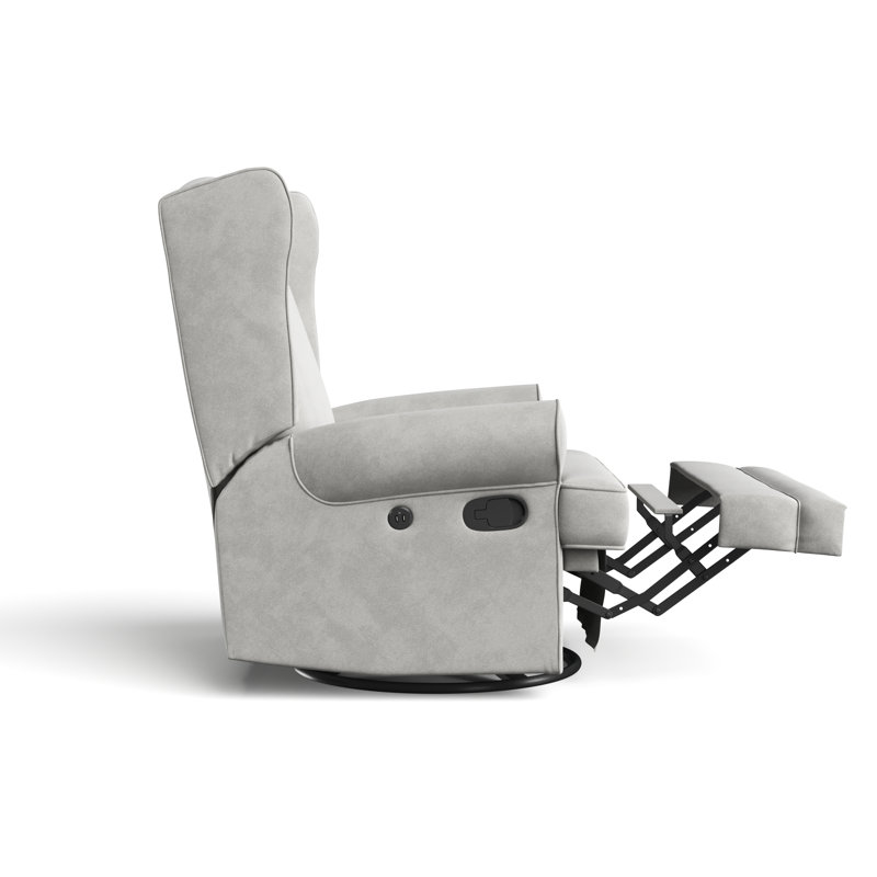 Serenity Wingback Steel Gray Swivel Recliner with USB Port