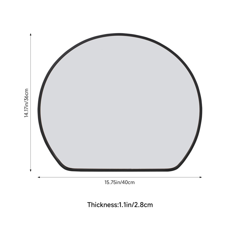 Half-Circle Wall Makeup / Shaving Mirror, 36cm H x 40cm W
