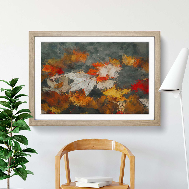 Leaves in Autumn in Abstract - Picture Frame Graphic Art Print, Oak Framed, 27cm H x 36cm W x 2cm D