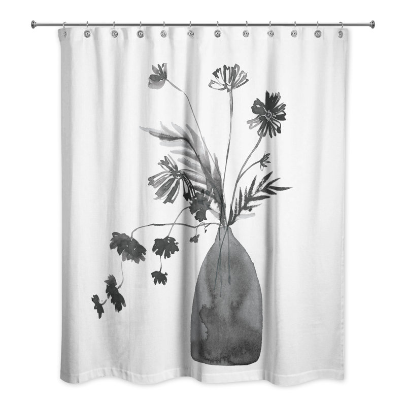 Floral Shower Curtain with Hooks Included