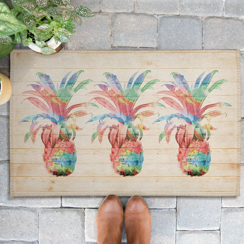 Colourful Pineapples Outdoor Door Mat, 24" W x 36" L