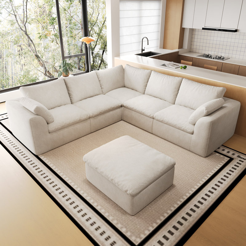 Canapé modulaire modulaire, Lin blanc