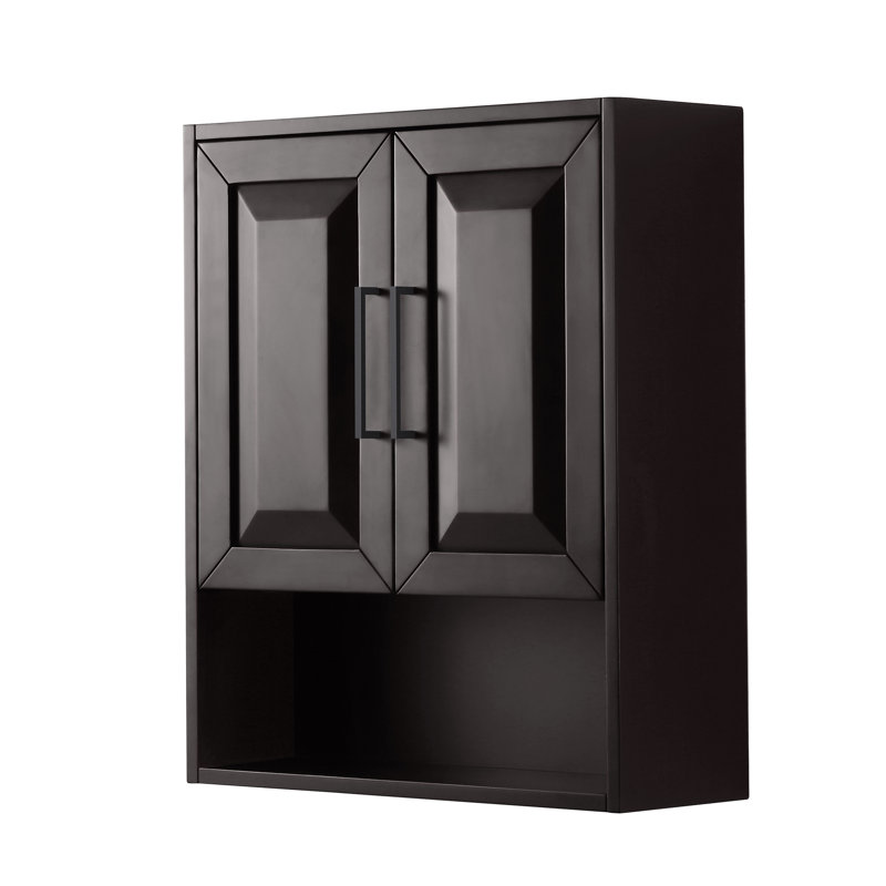 Daria Bathroom Cabinet, Dark Espresso/Matte Black Trim