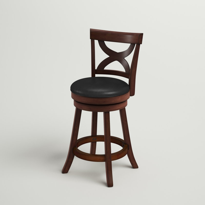 Aislinn Swivel Upholstered Faux Leather Counter Stool with Solid Wood Frame, Counter Stool (24" Seat Height)