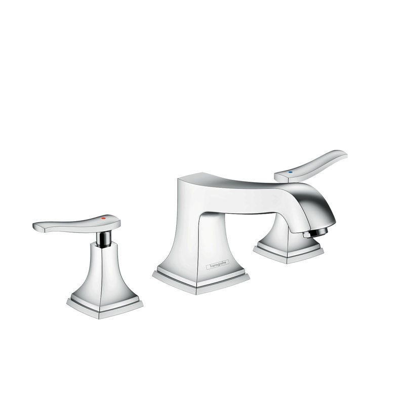 Garniture de baignoire romaine classique à 3 trous Hansgrohe Metropol, Chrome, Poignée à levier