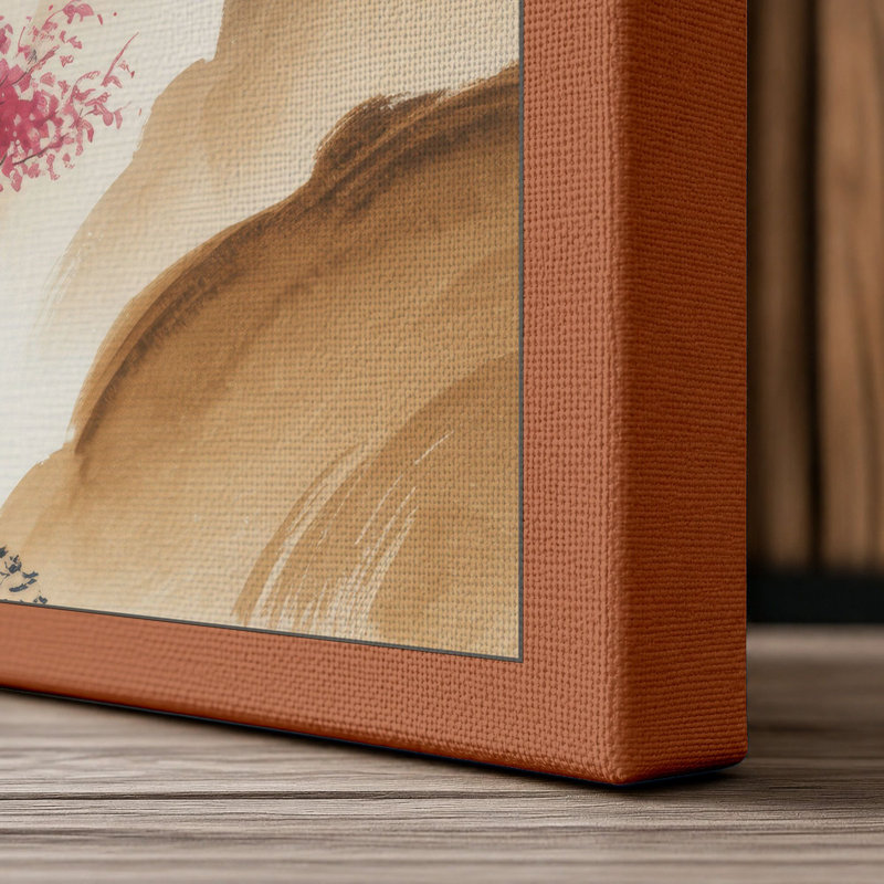Blossoms at Dawn Japandi - Wrapped Canvas, 36x24 - 91.4 x 61.0 cm, Terracotta Border