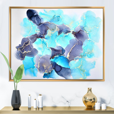 Turquoise de luxe abstrait fluide III - peinture sur toile