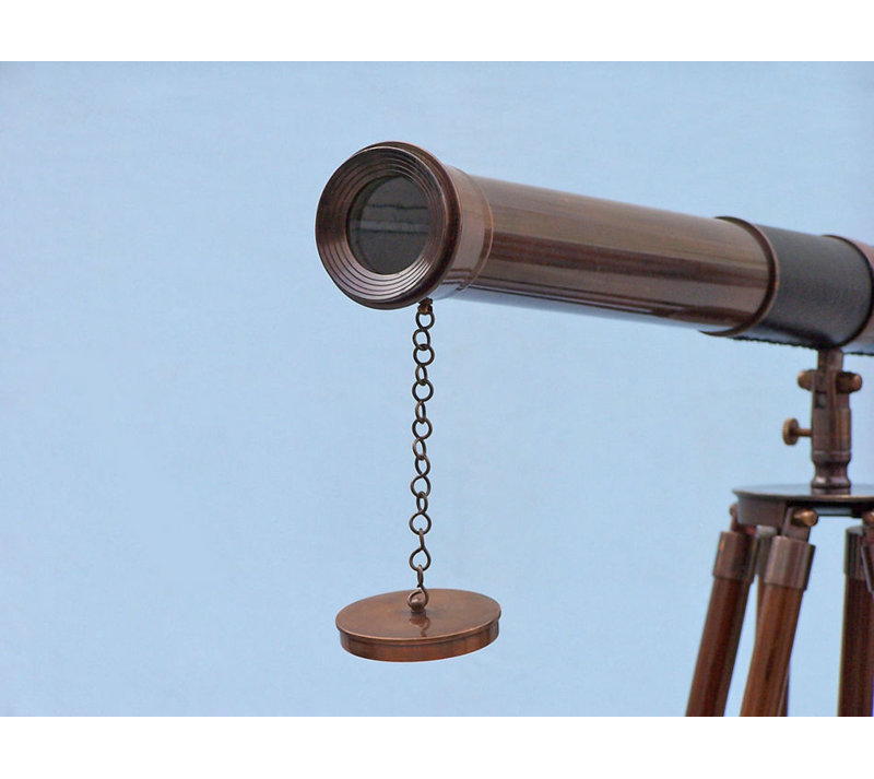 Admiral's Entertainment Decorative Telescope, Antique Copper/Leather