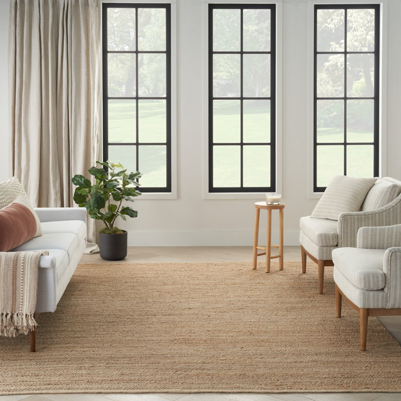 Gerri Solid Colour Flatweave Area Rug, Rectangle 6' x 9', Tan