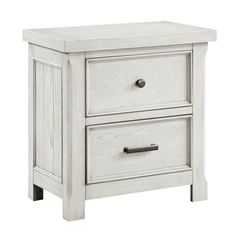 Armoire de chevet classique à 2 tiroirs gris, fabrication en bois, table de chevet de style chambre à coucher, matériau,
