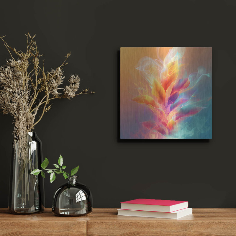 Art mural en métal Winston Porter «Fiery Flora's Waltz» par r3darch0n, H 12 po x l 12 po
